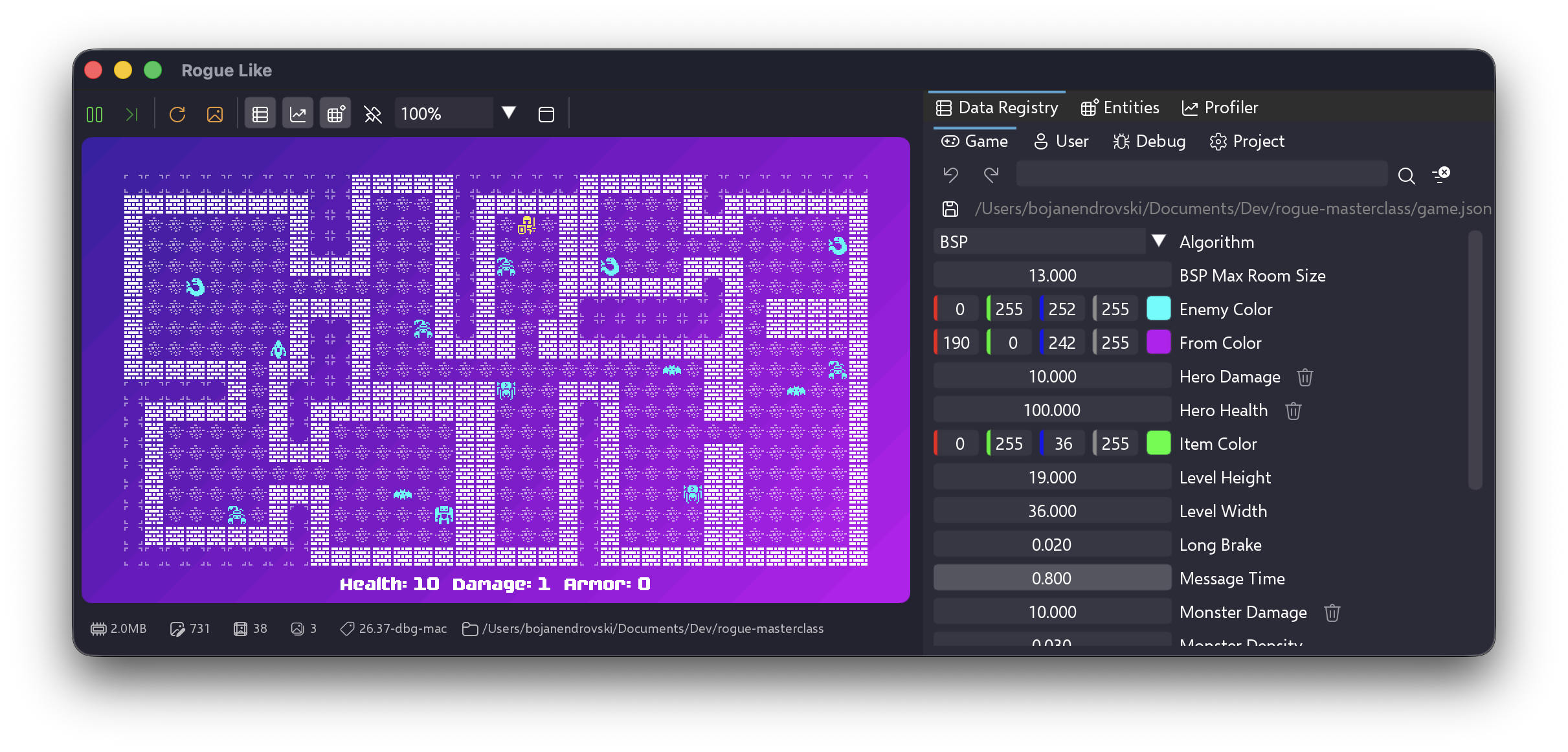 Screenshot of an xs sample game