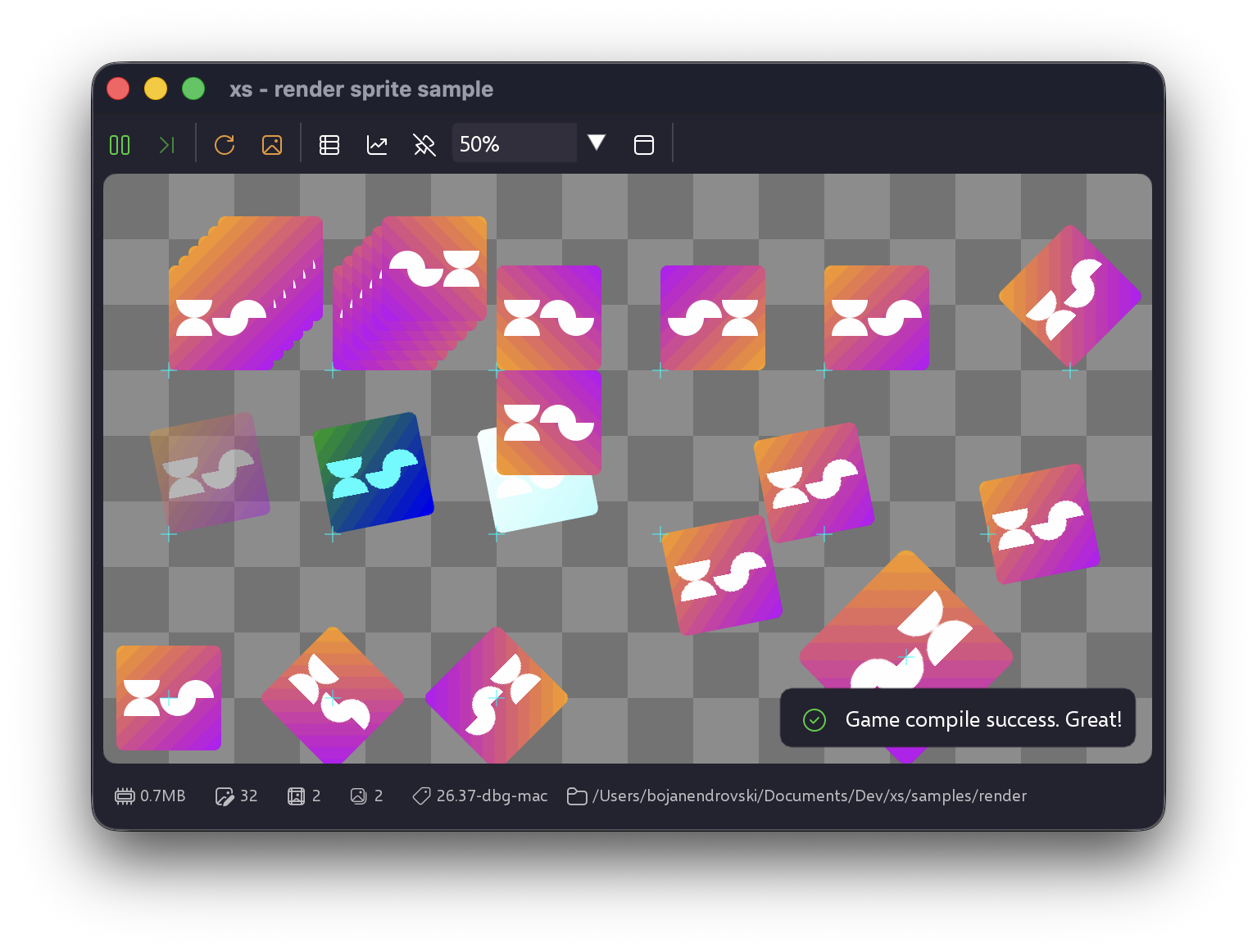 Render sample showcasing sprite transforms
